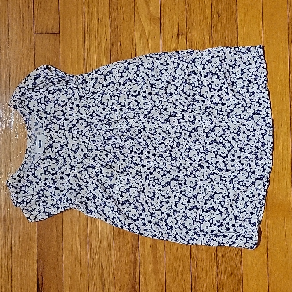 Old Navy girl's Floral Dress size 6 Rayon Navy Blue & White Lightweight